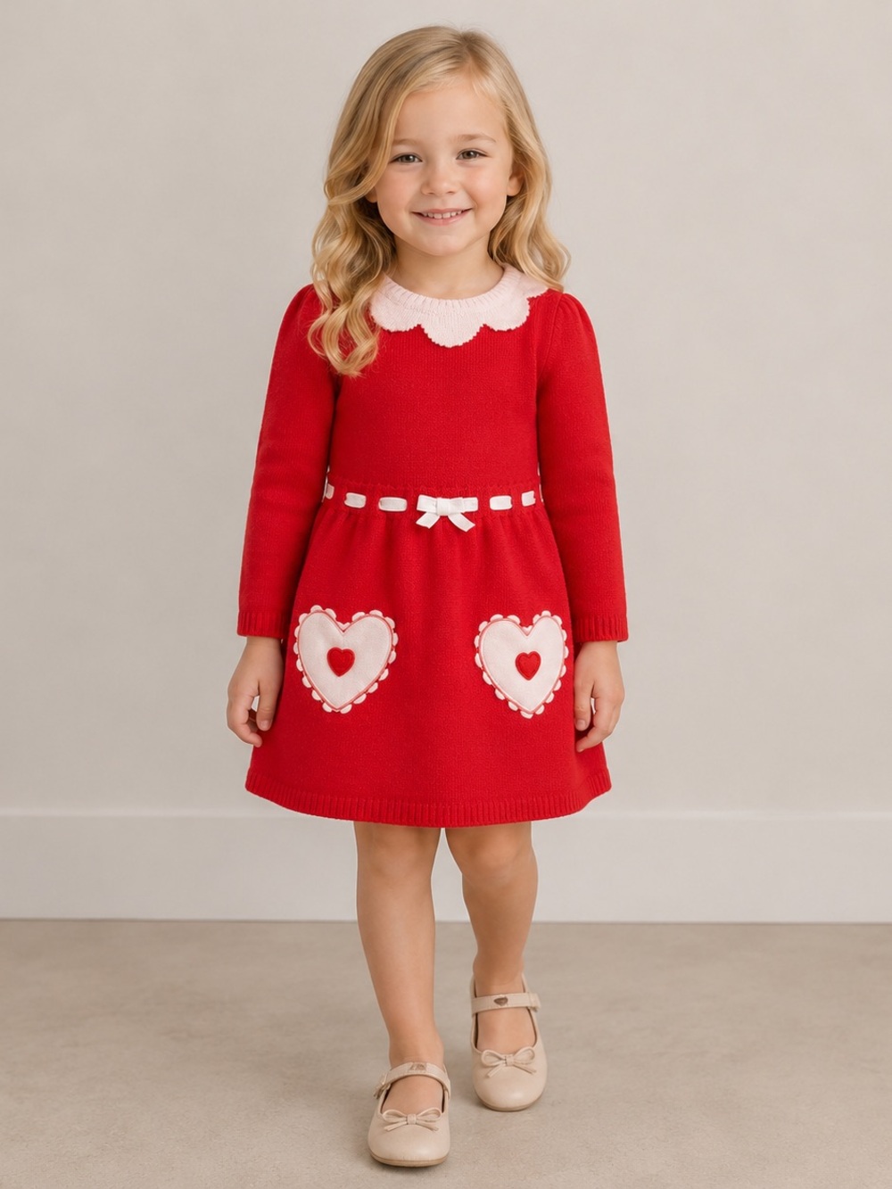 Gymboree Red & pink heart sweater dress